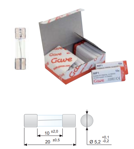 Gave 5x20mm Fast-Acting Glass Fuses (F Class, 250V) - Made in Spain
