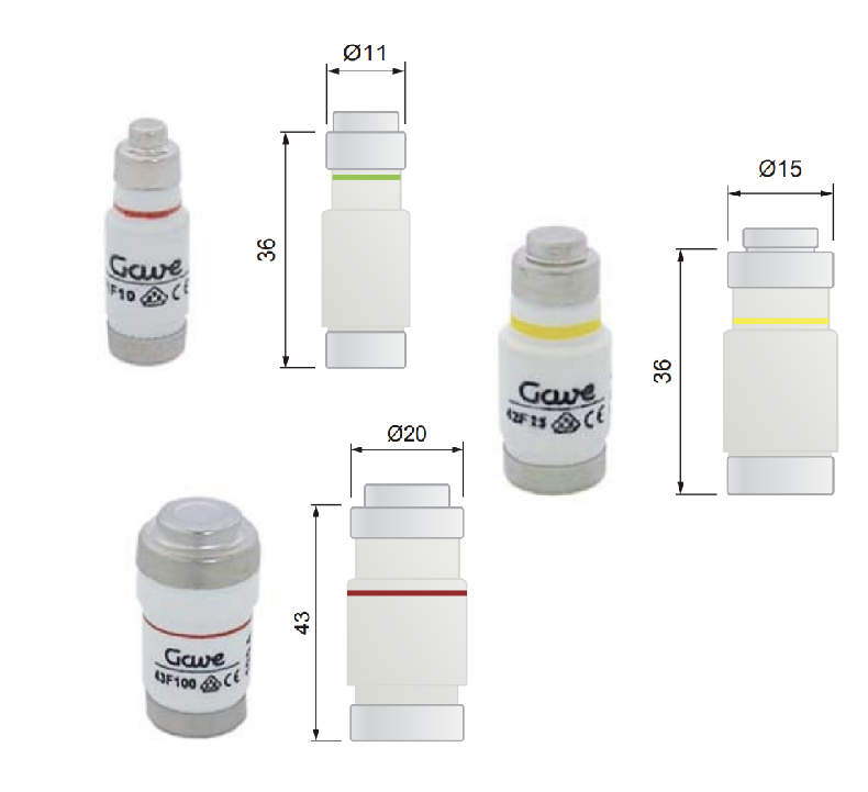Gave NEOZED Neozed Fuses D0 System | D01 D02 D03 Cartridge Fuses 2A to 100A - Made in Spain