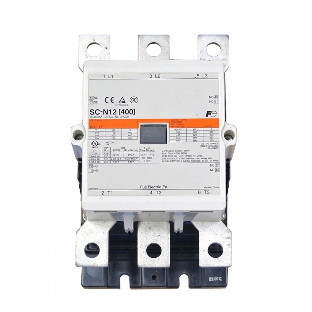 FUJI ELECTRIC SC-N12 MAGNETIC CONTACTOR 3 POLE 2NO+2NC 220KW 100-240VAC/DC