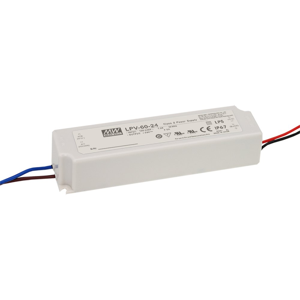 MEANWELL LPV-60-24 WATERPROOF LED POWER SUPPLY 60W 24VDC 2.5A IP67