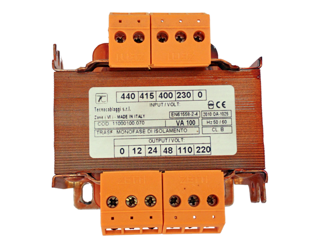 TECNOCABLAGGI 11000100.070 MULTI TRANSFORMER 100VA PRI:0.230.400.415.440 SEC:0.12.24.48.110.220 - MADE IN ITALY