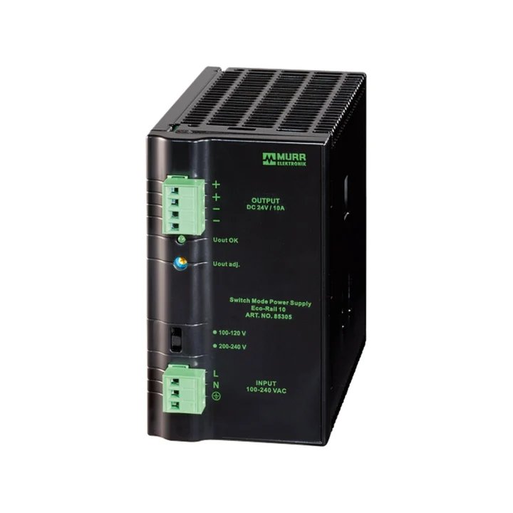 MURRELEKTRONIK 85305 ECO-RAIL POWER SUPPLY 1-PHASE 90-132VAC / 173-264VAC 24VDC 10A