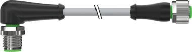 7000-40201-2340300 M12 MALE 90 ANGLED TO M12 FEMALE STRAIGHT PUR CABLE 4X0.34 GRAY 3M - MURRELEKTRONIK