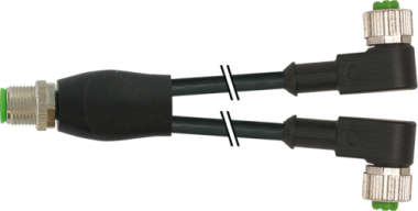 7000-40761-6330200 M12 MALE 90 ANGLED TO M12 FEMALE STRAIGHT PUR/PVC CABLE 3X0.34 2M - MURRELEKTRONIK