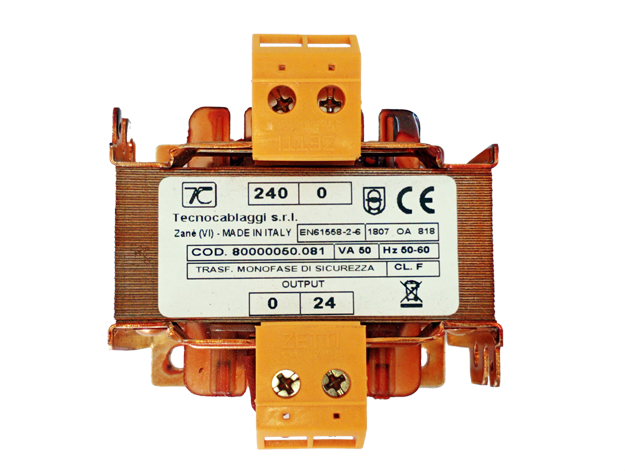 TECNOCABLAGGI 80000050.081 CONTROL TRANSFORMER 50VA PRI:240VAC SEC:24VAC - MADE IN ITALY