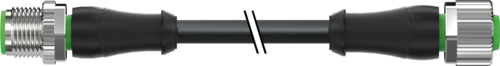 MURRELEKTRONIK 7000-40021-6347000 M12 MALE 0° / M12 FEMALE 0° A-cod. PUR 4.034 bk UL/CSA+drag ch. 70m